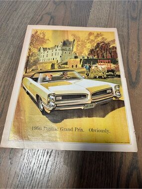 American Vintage Yellow and White 1966 Pontiac Grand Prix Art Print